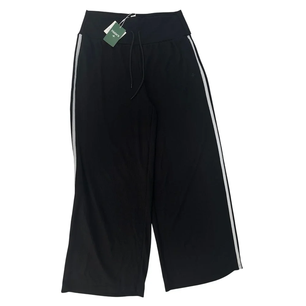 Halara Womens XL Ribbed High Waist Tummy Control Side Stripe Pants NWT Casual - Picture 2 of 8
